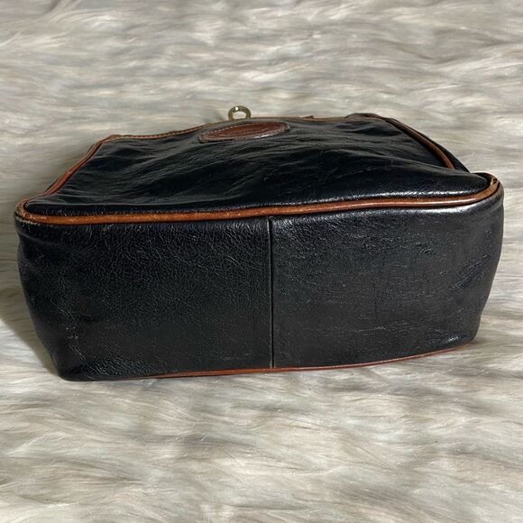 Oroton Australia Leather Vintage Handle Bag in Black/Brown - Picture 5 of 11